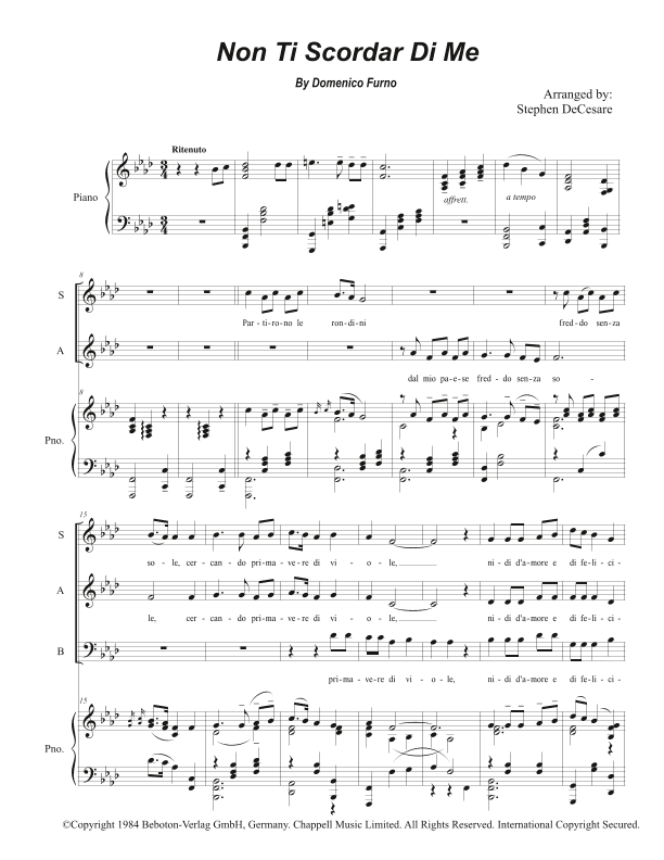 Non Ti Scordar Di Me (arr. Stephen DeCesare)