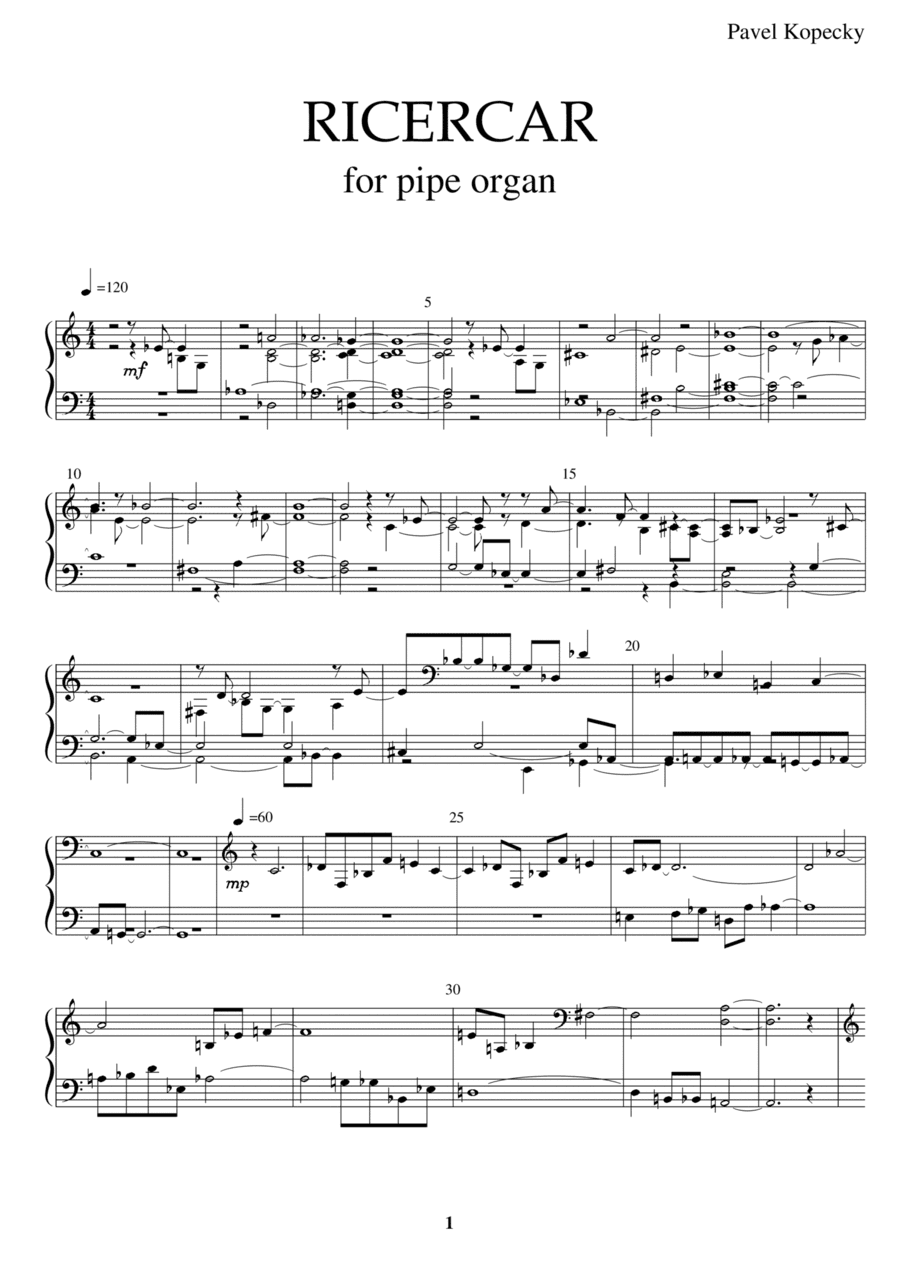 RICERCAR for Organ