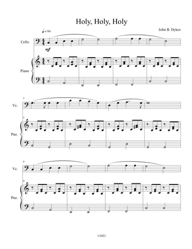 Holy, Holy, Holy (cello solo) with optional piano accompaniment (arr. B. C. Dockery)