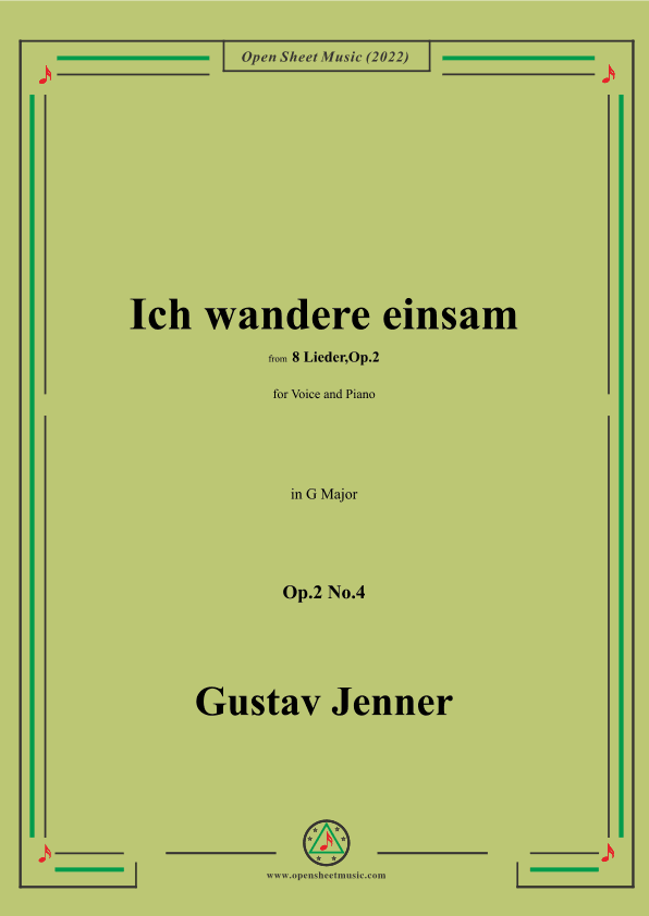 Jenner-Ich wandere einsam,in G Major,Op.2 No.4 (arr. OSM Press)