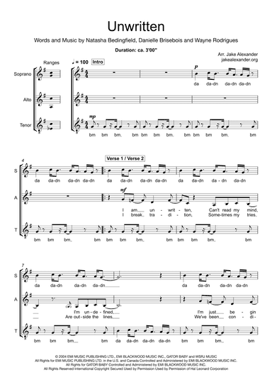 Unwritten (arr. Jake Alexander)