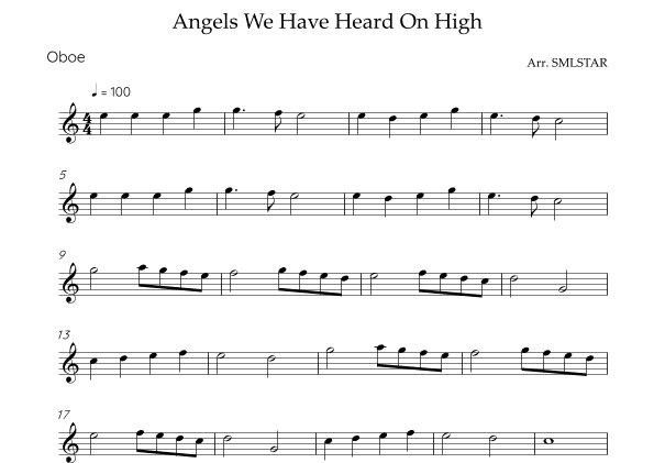 Angels We Have Heard On High OBOE SOLO (arr. SMLStar)