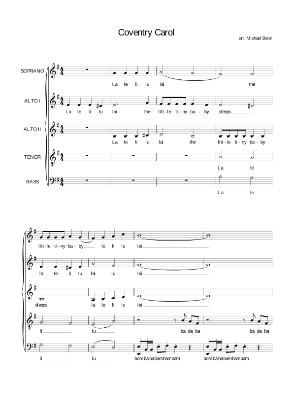 COVENTRY CAROL Lullay Lullay NEW AND FRESH for Christmas Choir (arr. Michael Beier)