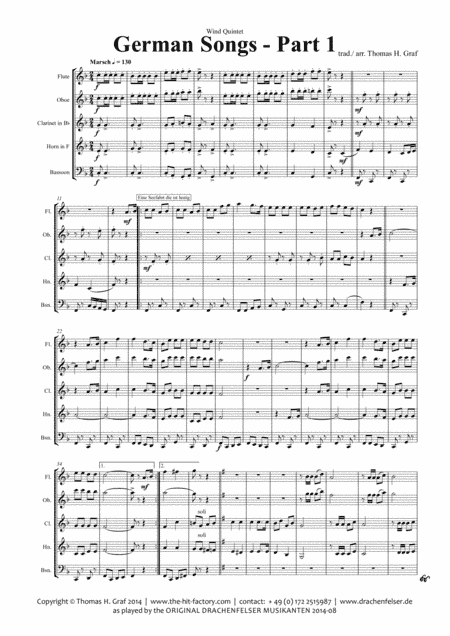 German Songs Part 1 - Octoberfest - Wind Quintet (arr. Thomas H. Graf)