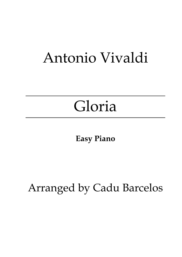 Gloria (Vivaldi) - Easy Piano Solo (arr. Cadu Barcelos)