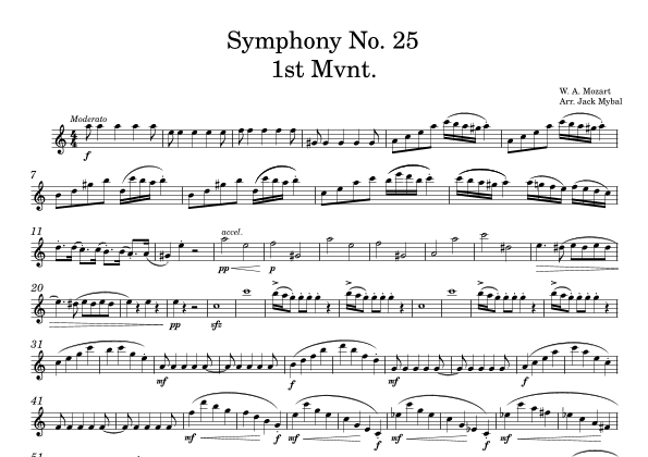 Symphony No. 25 K. 183 1st mvmt. (arr. Jack Mybal)