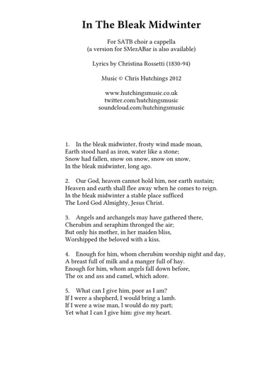 In The Bleak Midwinter