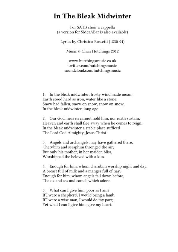 In The Bleak Midwinter