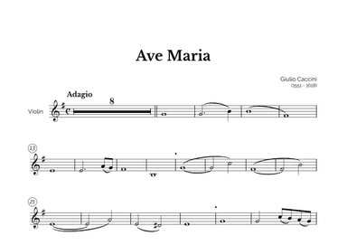 Ave Maria (Giulio Caccini) for Intermediate Violin (arr. Marcos Soares)