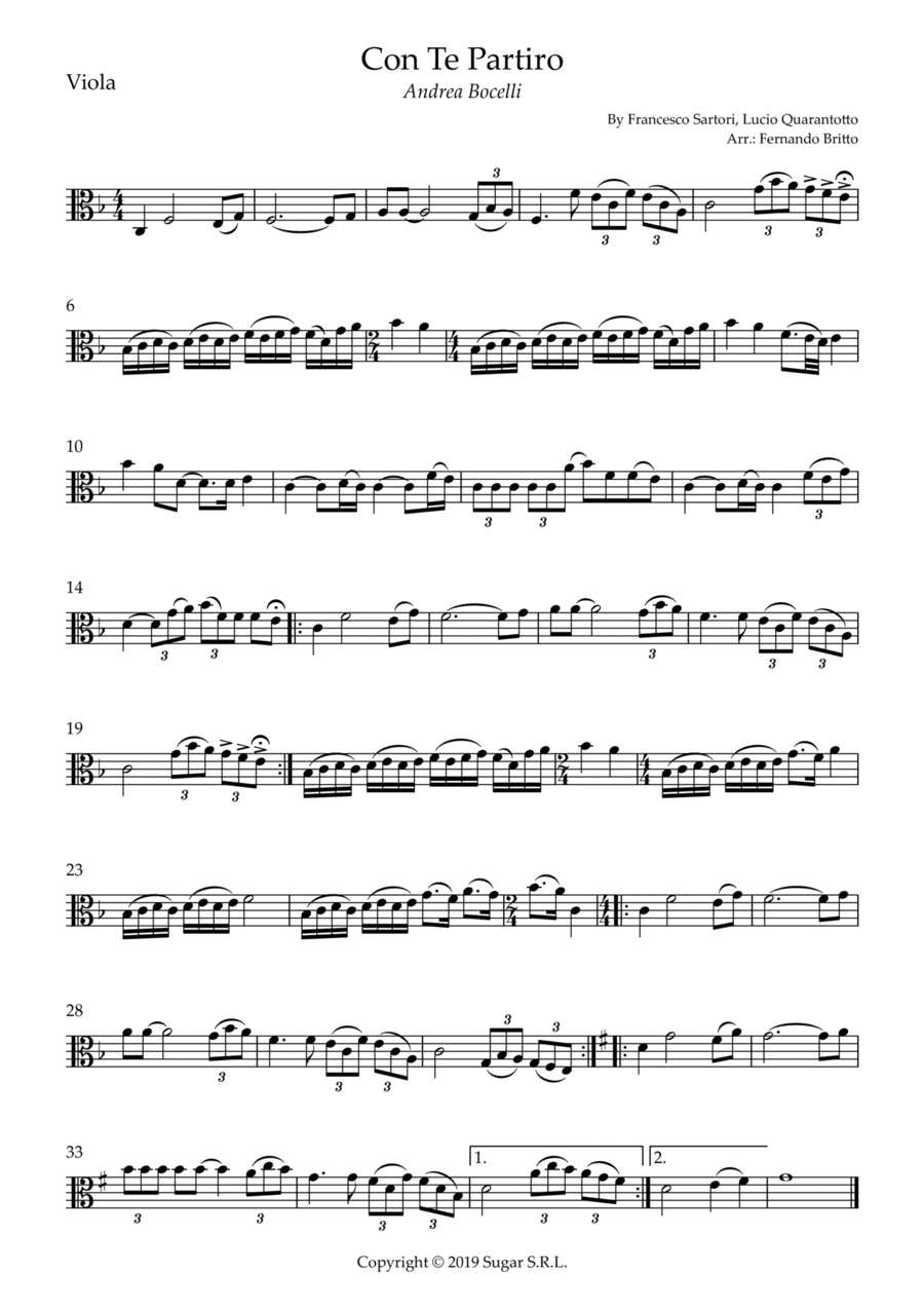Con Te Partiro (time To Say Goodbye) (arr. Fernando Britto)