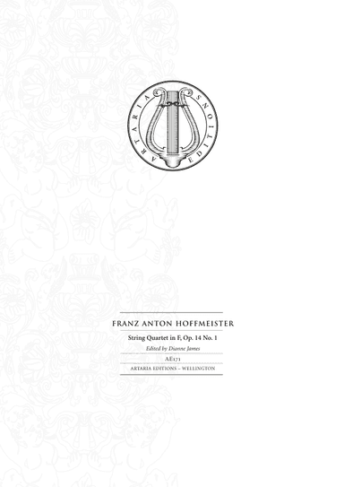 String Quartet in F major, Op. 14, No. 1 - Score Only (arr. Artaria Editions)