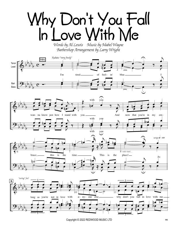 Why Don't You Fall In Love With Me (arr. Larry Wright)