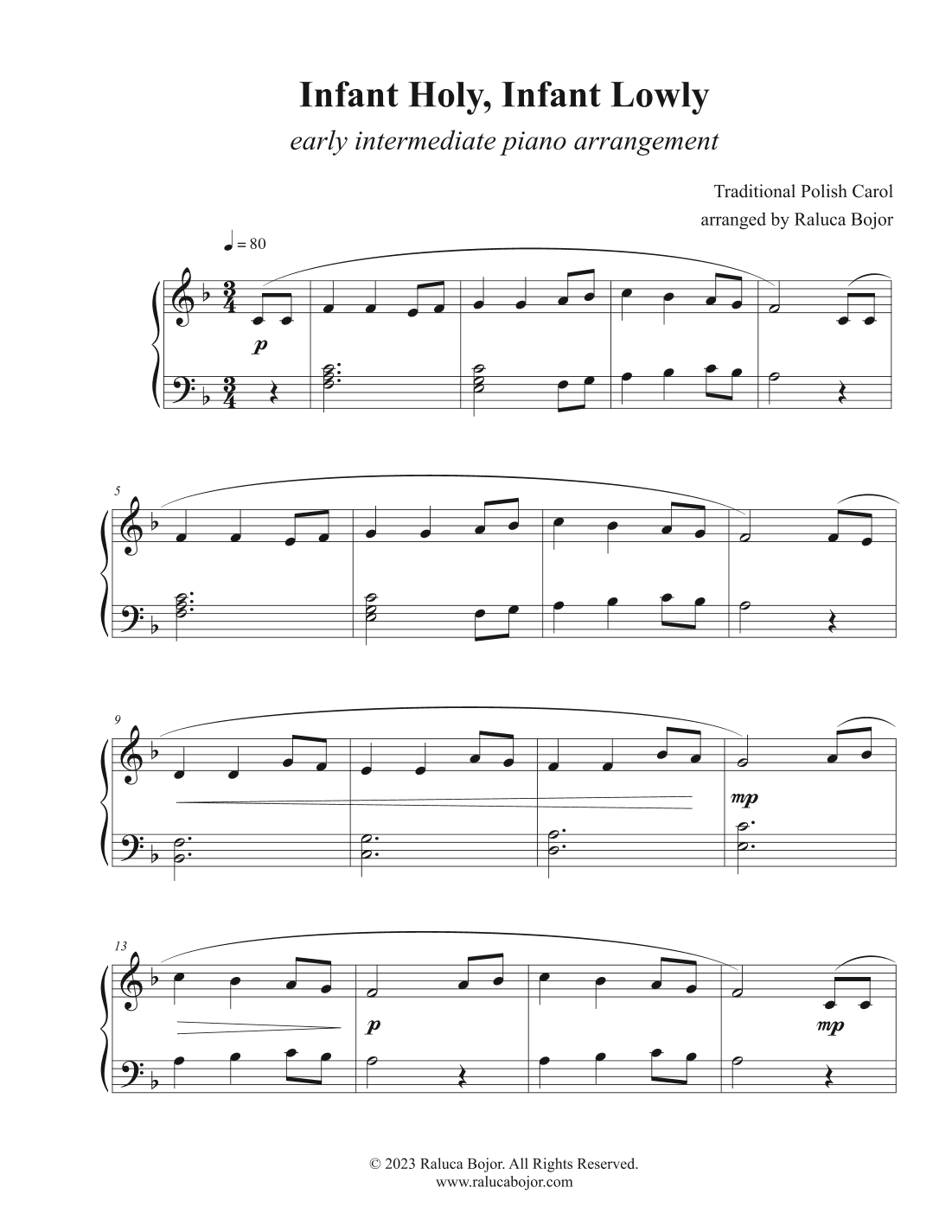 Infant Holy, Infant Lowly (early intermediate) (arr. Raluca Bojor)