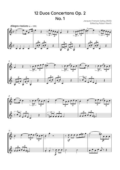 Gallay - 12 Duos Concertans Op. 2 No. 1 'Allegro Risoluto' (for Horn Duet) (arr. Robert Newth)