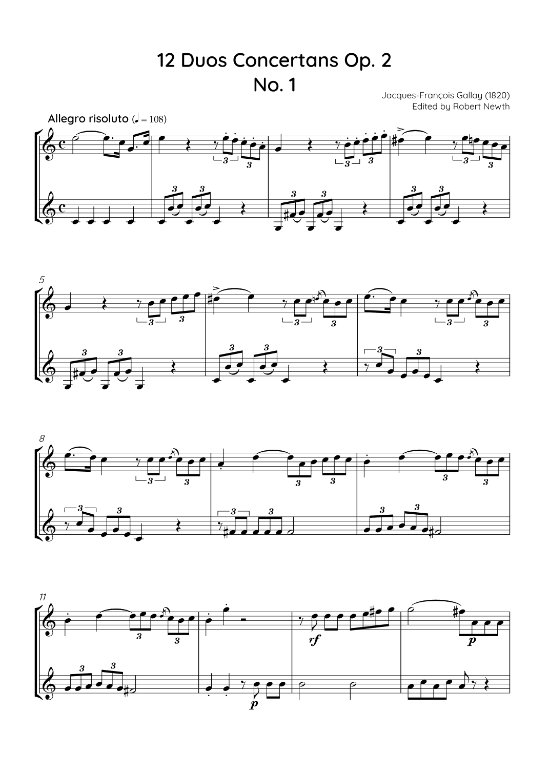 Gallay - 12 Duos Concertans Op. 2 No. 1 'Allegro Risoluto' (for Horn Duet) (arr. Robert Newth)