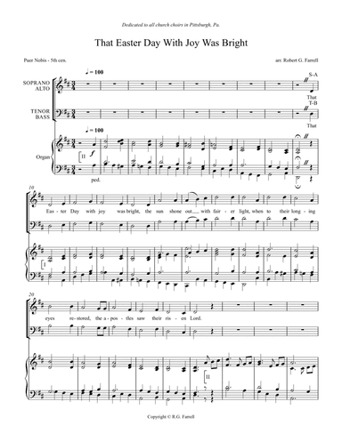 That Easter Day With Joy Was Bright (arr. Robert G. Farrell)