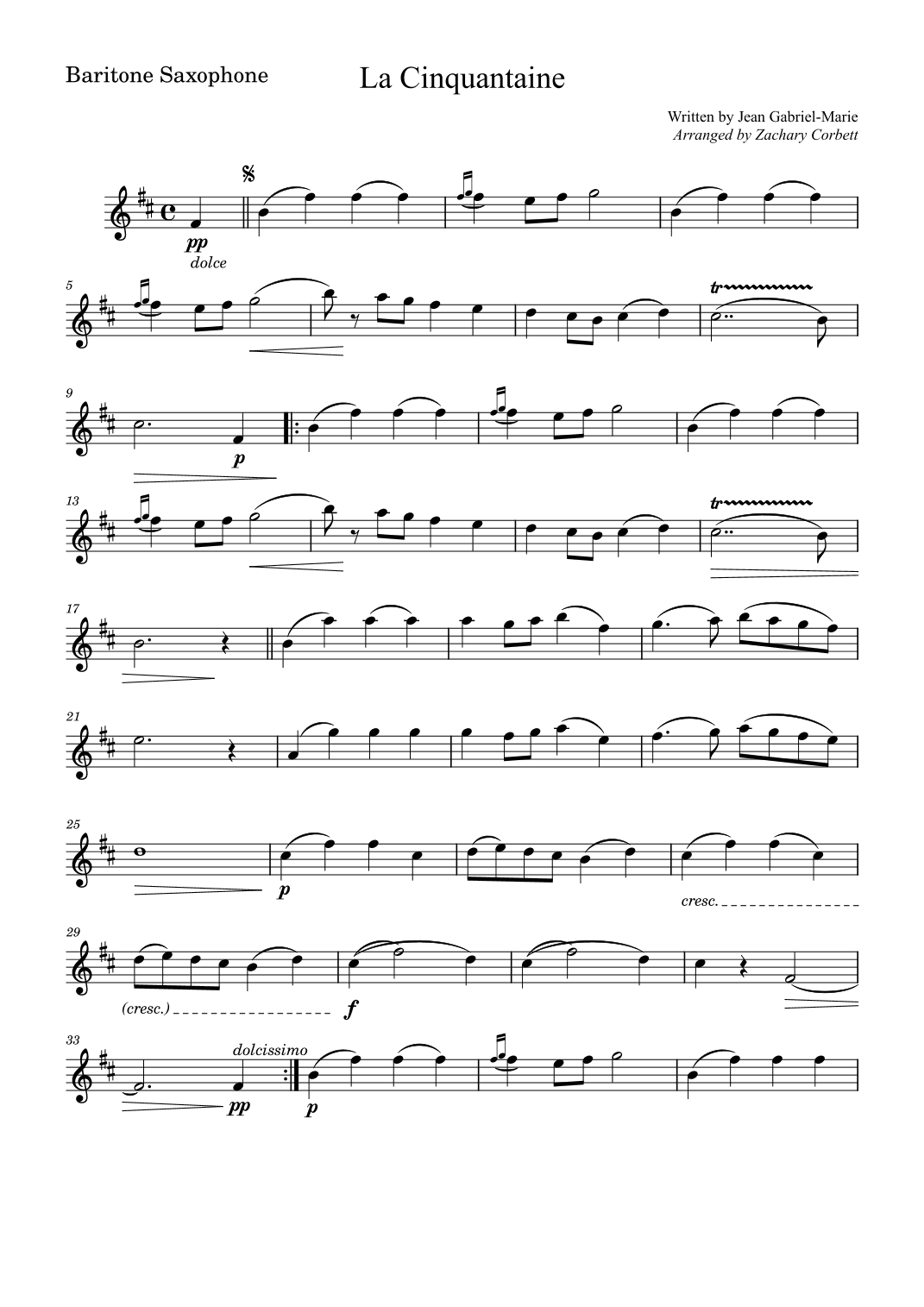 La Cinquantaine (arr. Zachary Corbett)