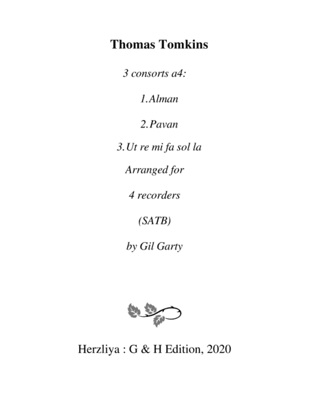 3 consorts a4 (arrangements for 4 recorders) (arr. Gil Garty)