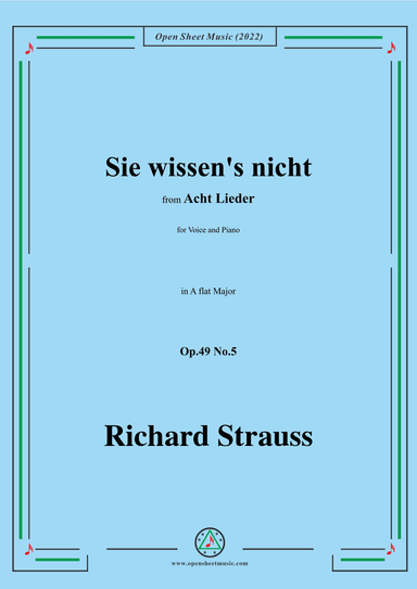 Richard Strauss-Sie wissen's nicht,in A flat Major (arr. OSM Press)