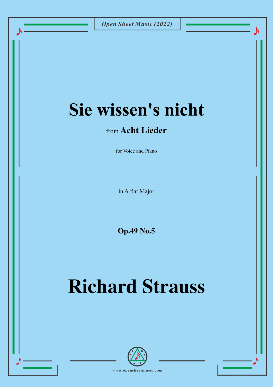 Richard Strauss-Sie wissen's nicht,in A flat Major (arr. OSM Press)
