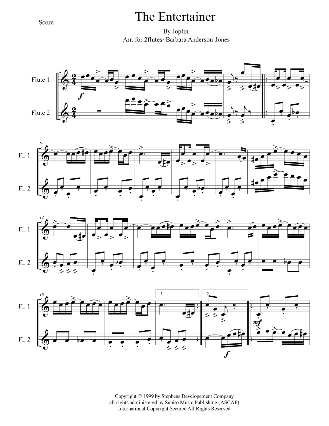 The Entertainer (arr. Barbara Anderson-Jones)