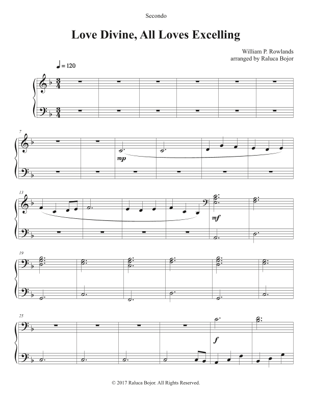 Love Divine, All Loves Excelling (Piano Duet) (arr. Raluca Bojor)