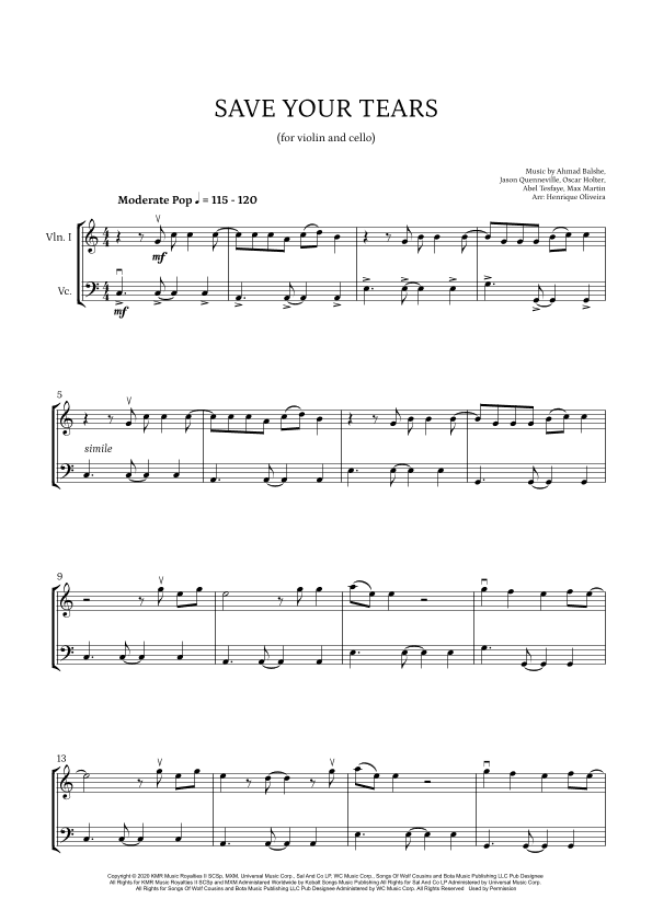 Save Your Tears (arr. Henrique Oliveira)