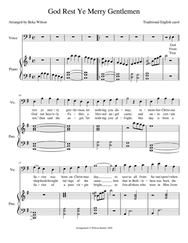 God Rest Ye Merry Gentlemen--vocal solo (bass clef) (arr. Beka Wilson)