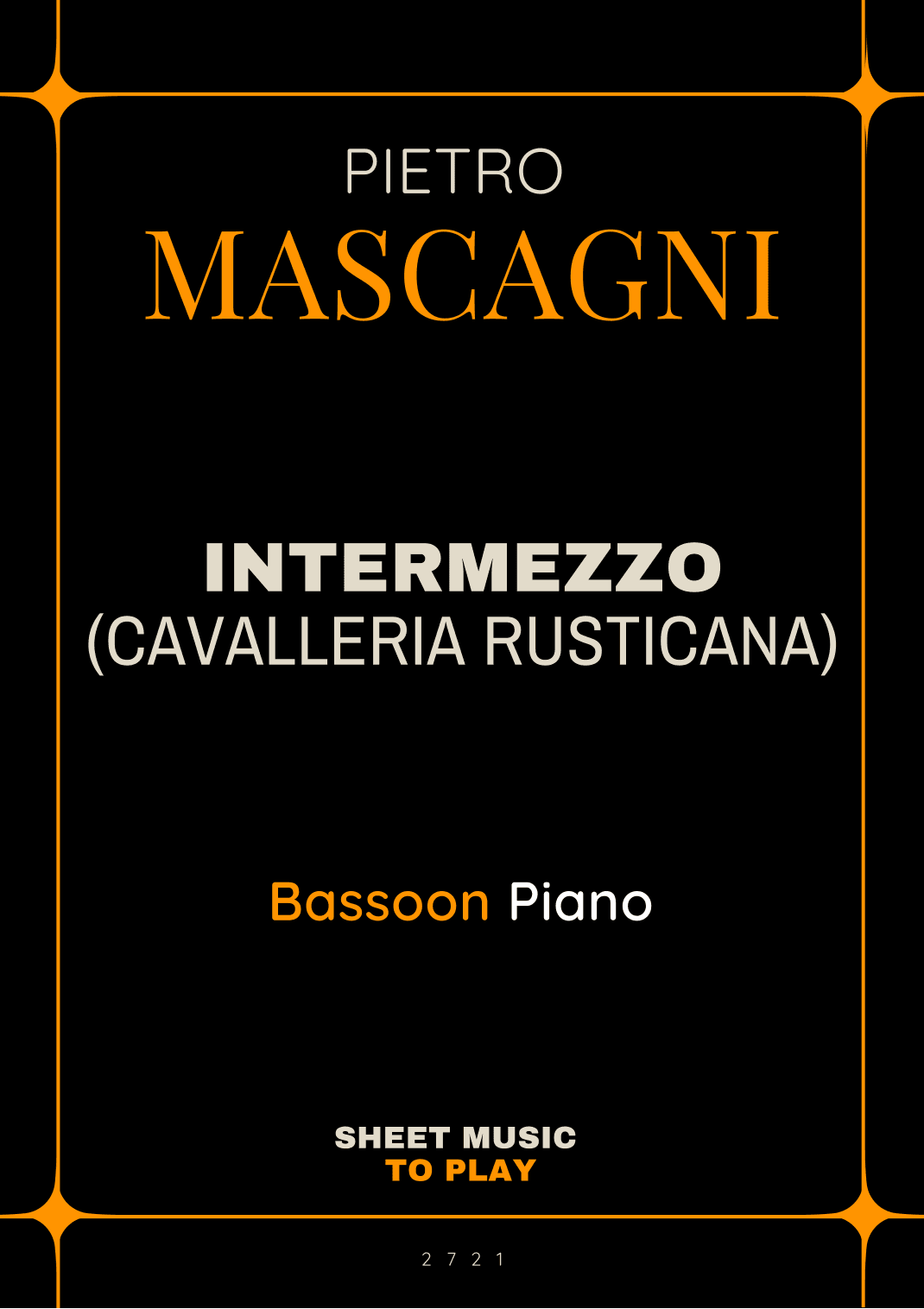 Intermezzo from Cavalleria Rusticana - Bassoon and Piano (Full Score and Parts) (arr. César Madeira)