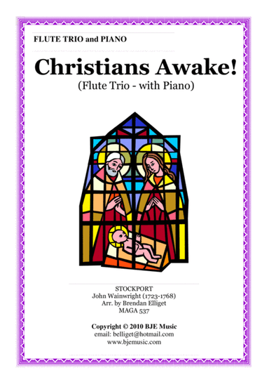 Christians Awake [Bb] - Flute Trio with Piano Accompaniment Score and Parts PDF (arr. Brendan Elliget MAGA 537)