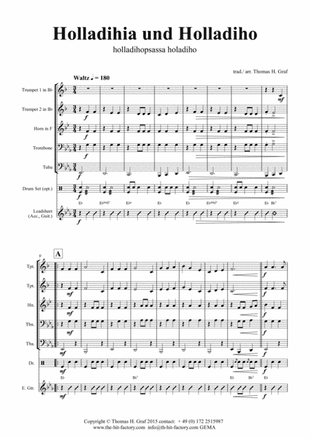 Holladihia und Holladiho - German Waltz - Oktoberfest - Brass Quintet - Arrangement: Thomas H. Graf (arr. Thomas H. Graf)