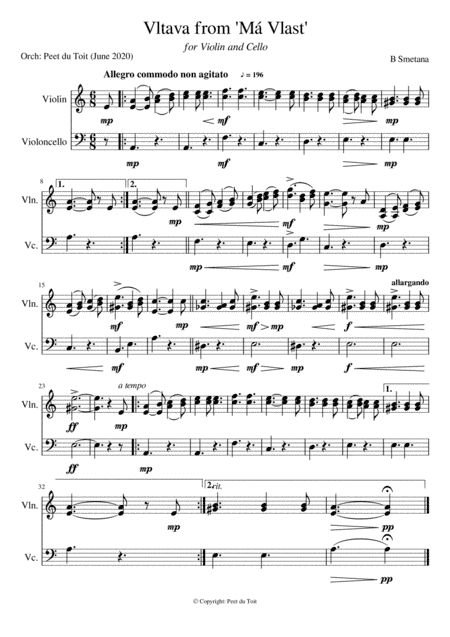 Vltava from Má Vlast - B Smetana (Violin & Cello) excerpt (arr. Peet du Toit)