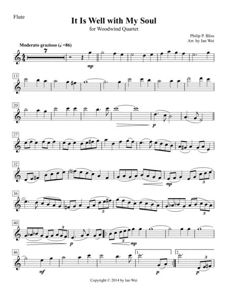 It Is Well with My Soul for Woodwind Quartet (arr. Ian Wei)