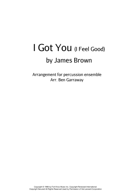 I Got You (I Feel Good) (arr. Ben Garraway)