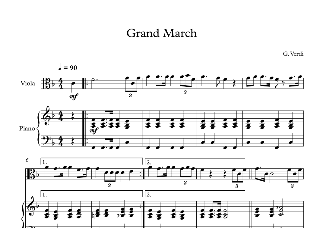 Grand March (Aida) - Giuseppe Verdi (Viola + Piano) (arr. Digital Book Music)