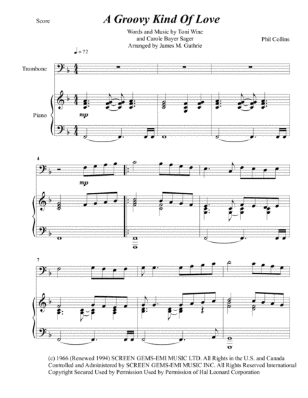 A Groovy Kind Of Love (arr. James M. Guthrie, ASCAP)