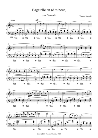Bagatelle en ré mineur, pour piano solo