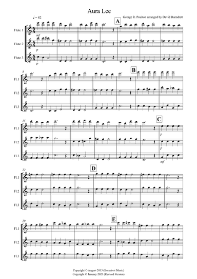 Aura Lee for Flute Trio (arr. David Burndrett)