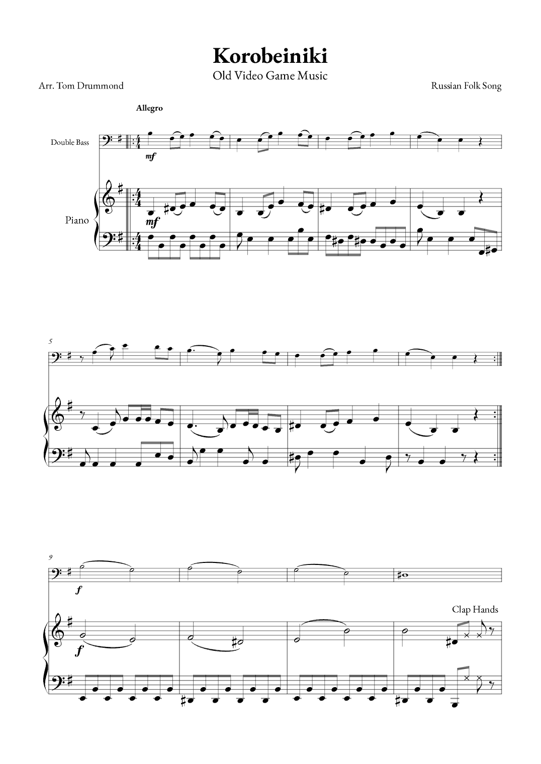 Korobeiniki (arr. Tom Drummond)