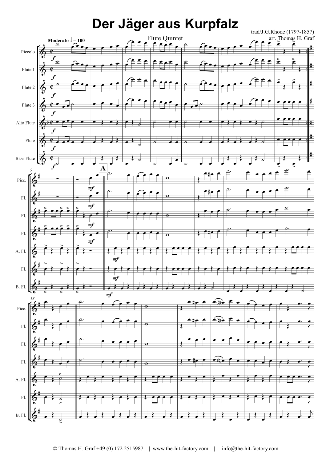 A Hunter from the Palatinate - German March/Octoberfest - Flute Quintet (arr. Thomas H. Graf)