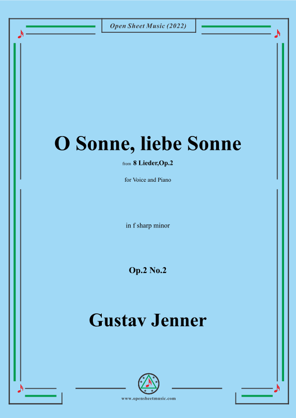 Jenner-O Sonne,liebe Sonne,in f sharp minor,Op.2 No.2 (arr. OSM Press)