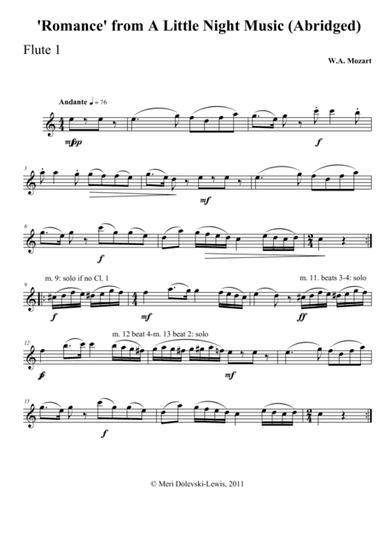 Romanze from Eine Kleine Nachtmusik: for mixed woodwind ensemble (arr. Meri Dolevski)