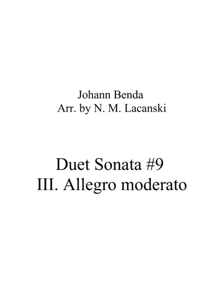 Duet Sonata #9 Movement 3 Allegro moderato (arr. Nick Lacanski)