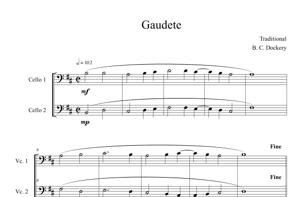 Gaudete (Cello Duet) (arr. B. C. Dockery)
