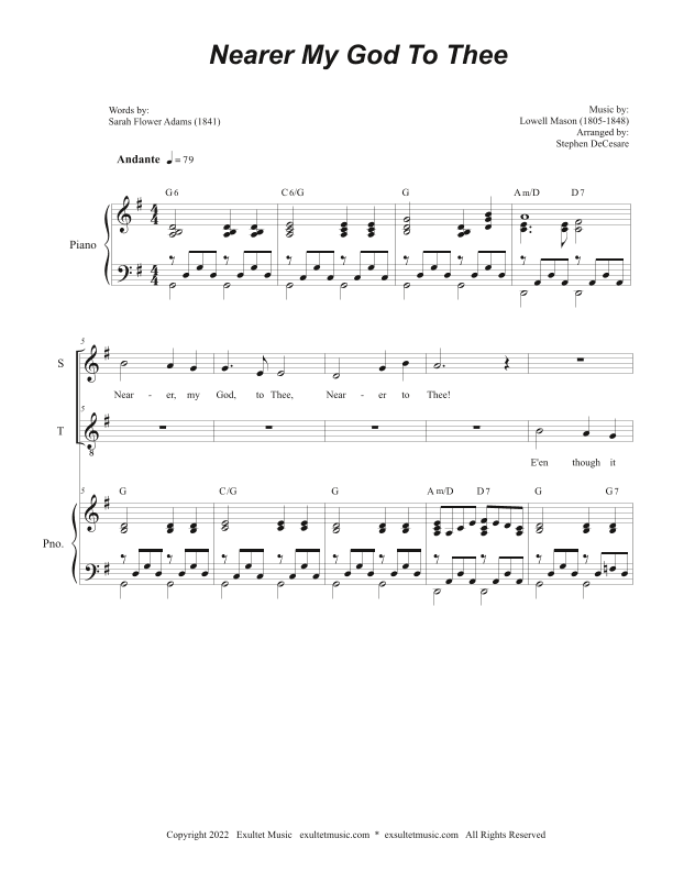 Nearer My God To Thee (Duet for Soprano and Tenor solo - High Key) (arr. Stephen DeCesare)