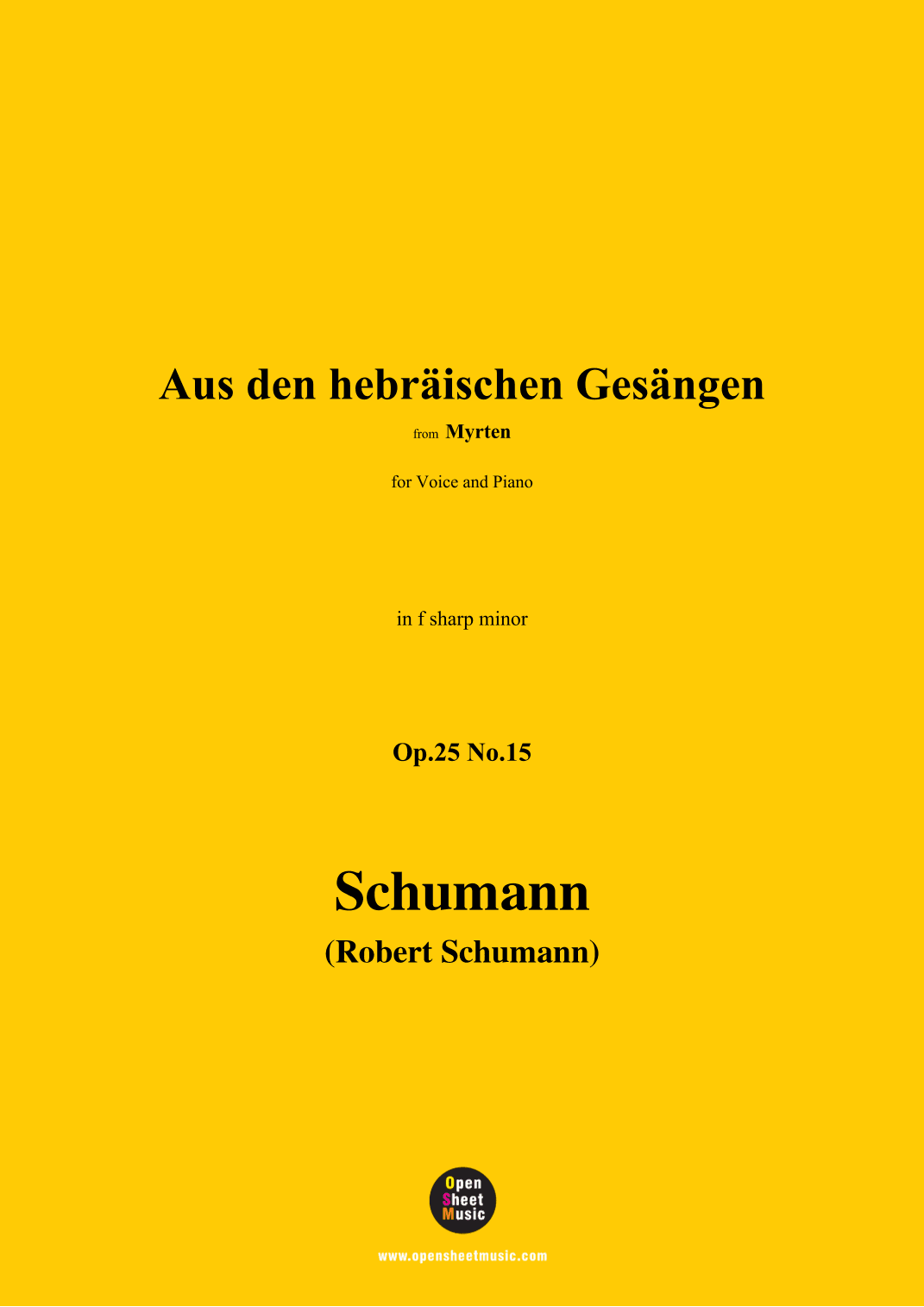 R. Schumann-Aus den hebräischen Gesängen,Op.25 No.15,in f sharp minor (arr. OSM Press)