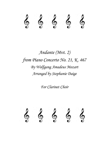 Mozart Andante from Piano Concerto No 21 for Clarinet Choir (arr. Stephanie Daige)