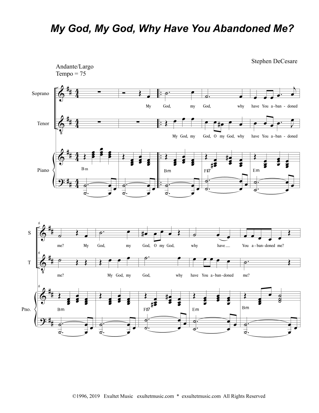 My God, My God, Why Have You Abandoned Me? (2-part choir - (Soprano and Tenor)