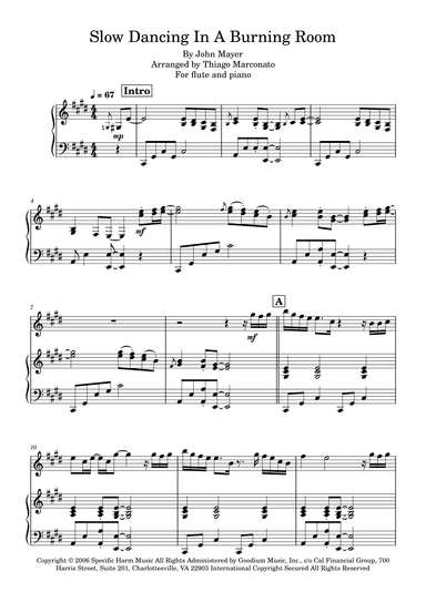 Slow Dancing In A Burning Room (arr. Thiago Marconato)