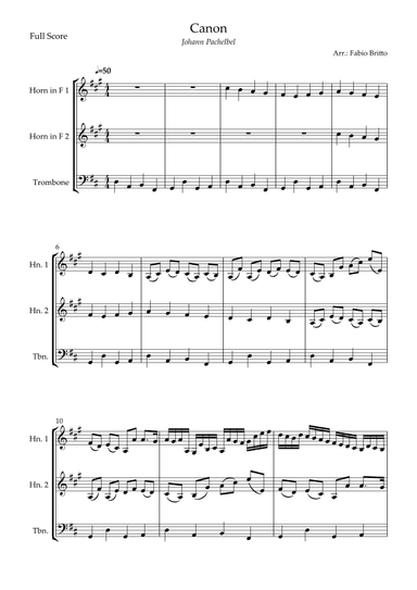 Canon - Johann Pachelbel (Wedding/Reduced Version) for Brass Trio (arr. Fabio Britto)